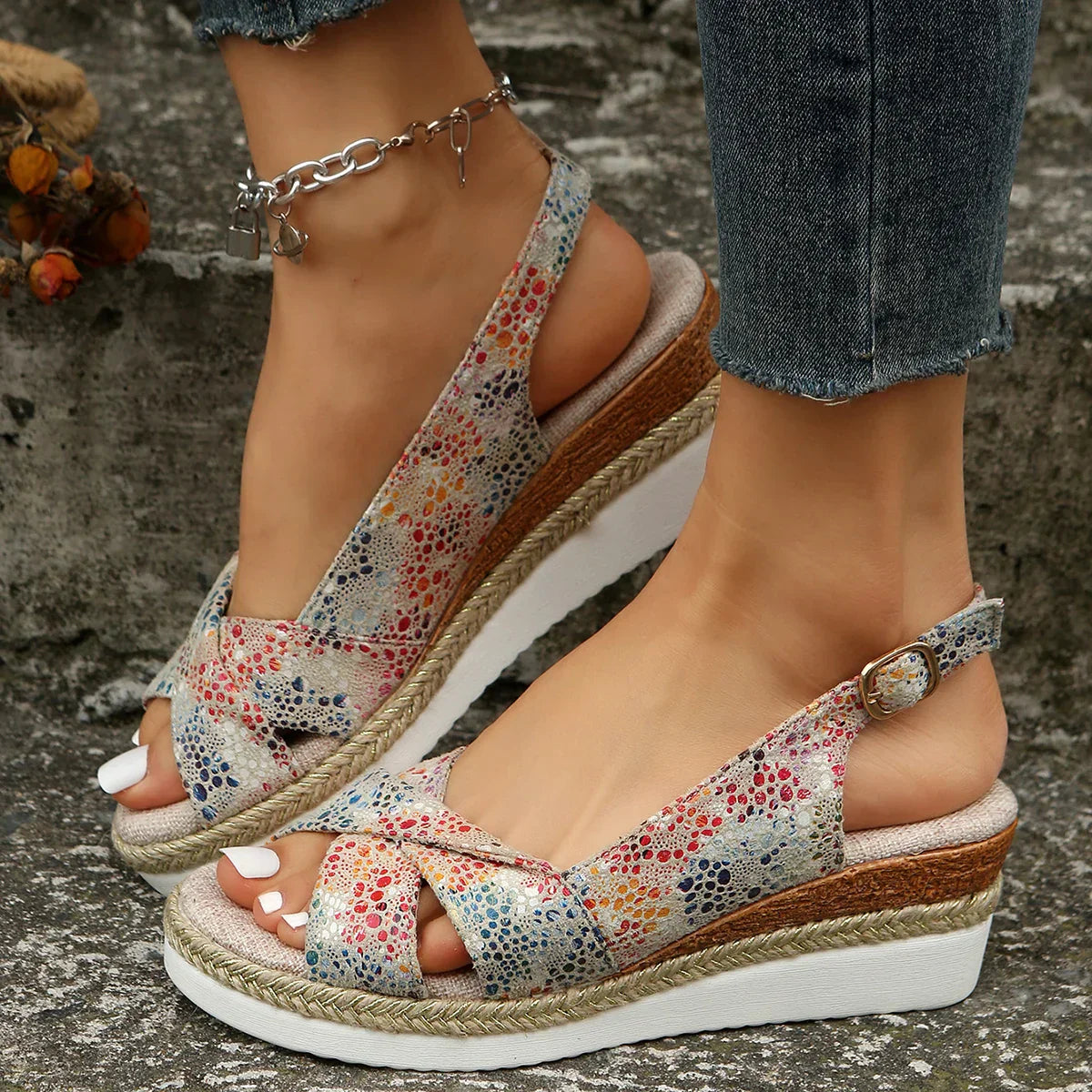 Bow Wedge Heel Sandals